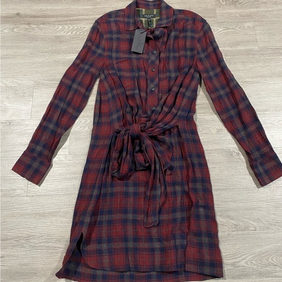 NWT Rag & Bone Felicity Dress Wool Plaid Wrap - Picture 6 of 8